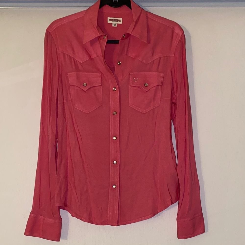 True Religion Women's Pink Button-Down western shirt Shirt
